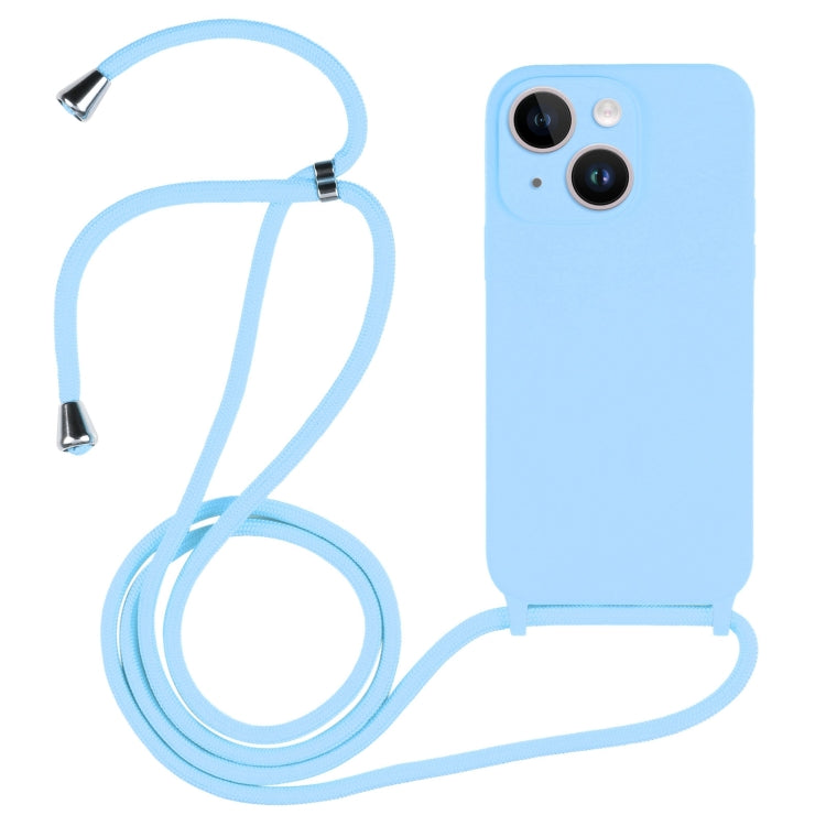 For iPhone 14 Plus Crossbody Lanyard Liquid Silicone Case