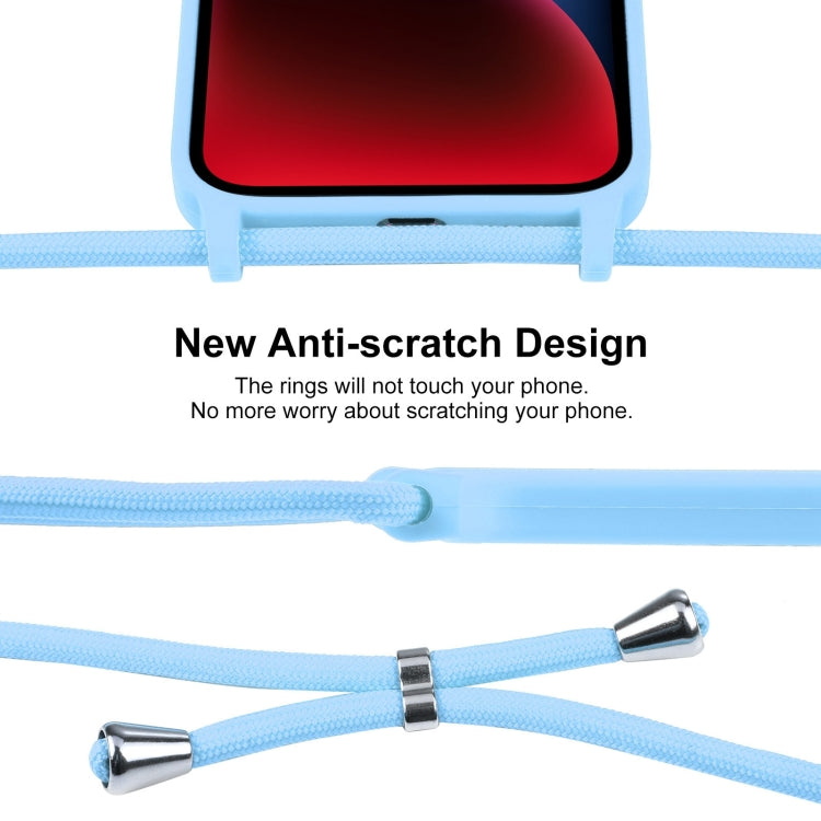 For iPhone 14 Plus Crossbody Lanyard Liquid Silicone Case