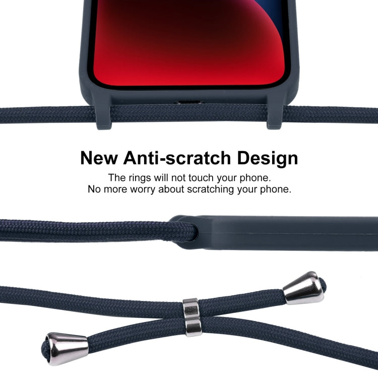 For iPhone 14 Plus Crossbody Lanyard Liquid Silicone Case