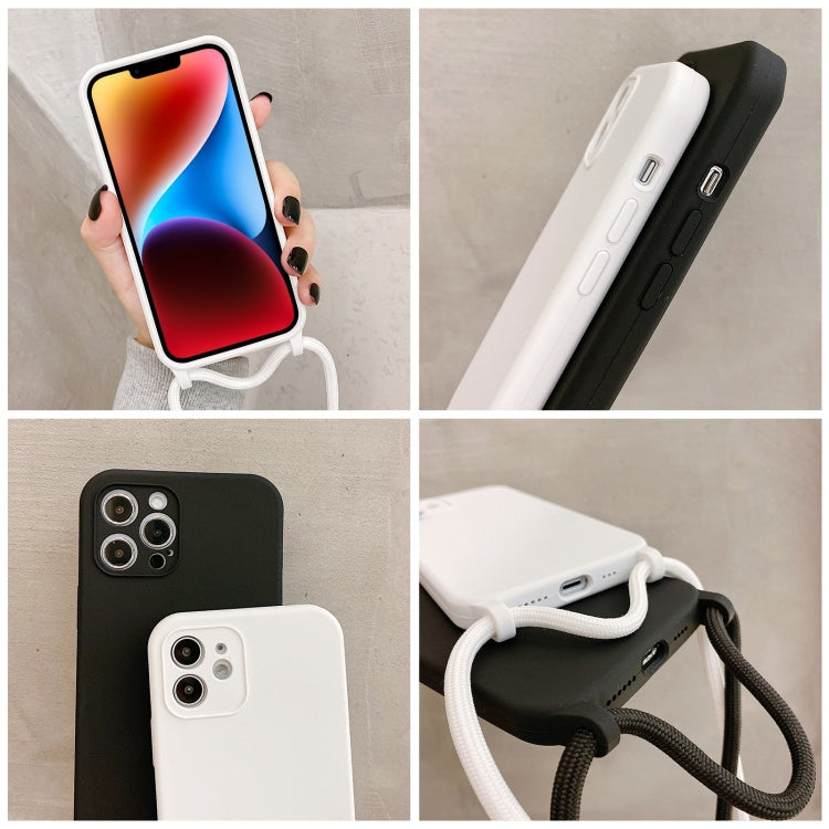 For iPhone 14 Plus Crossbody Lanyard Liquid Silicone Case