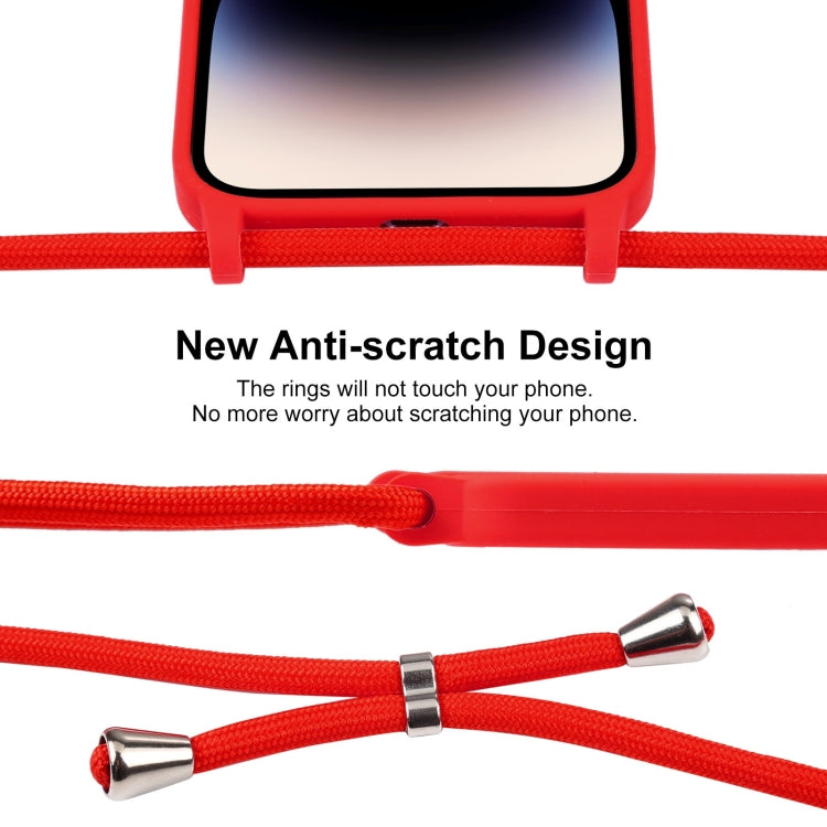 For iPhone 14 Pro Crossbody Lanyard Liquid Silicone Case
