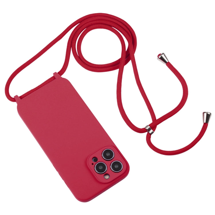 For iPhone 14 Pro Crossbody Lanyard Liquid Silicone Case