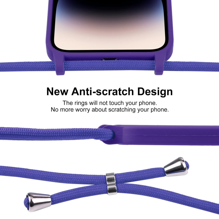 For iPhone 14 Pro Crossbody Lanyard Liquid Silicone Case