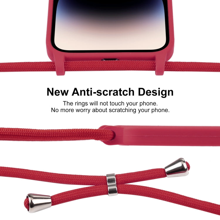 For iPhone 14 Pro Max Crossbody Lanyard Liquid Silicone Case