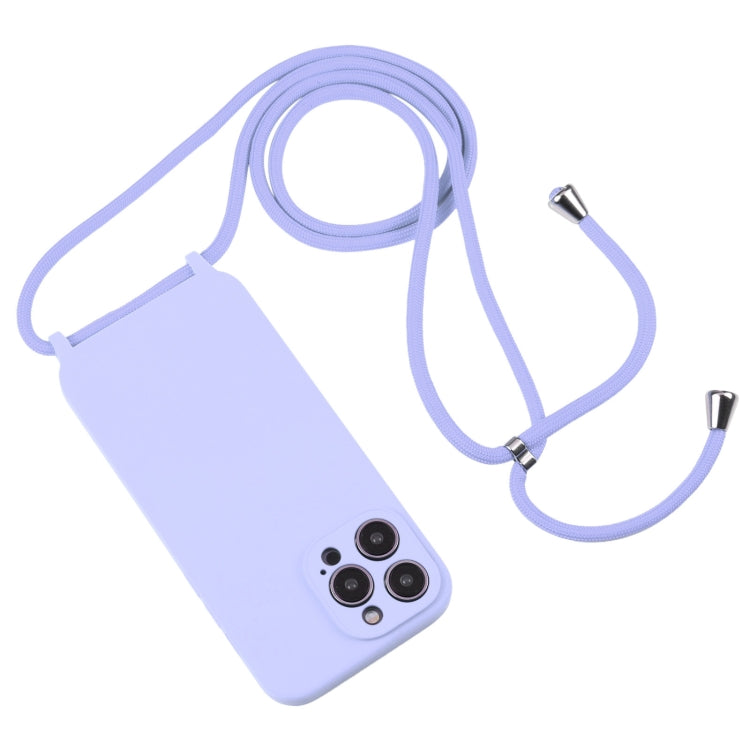 For iPhone 14 Pro Max Crossbody Lanyard Liquid Silicone Case