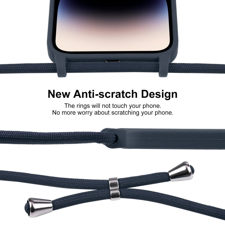 For iPhone 14 Pro Max Crossbody Lanyard Liquid Silicone Case