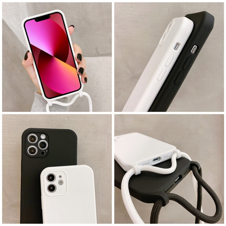 For iPhone 13 Crossbody Lanyard Liquid Silicone Case