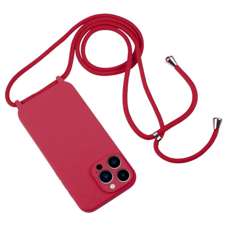 For iPhone 13 Pro Crossbody Lanyard Liquid Silicone Case