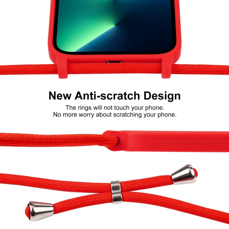 For iPhone 13 Pro Max Crossbody Lanyard Liquid Silicone Case
