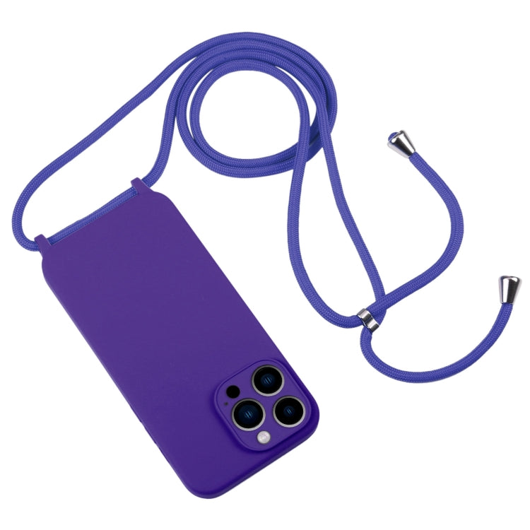 For iPhone 13 Pro Max Crossbody Lanyard Liquid Silicone Case