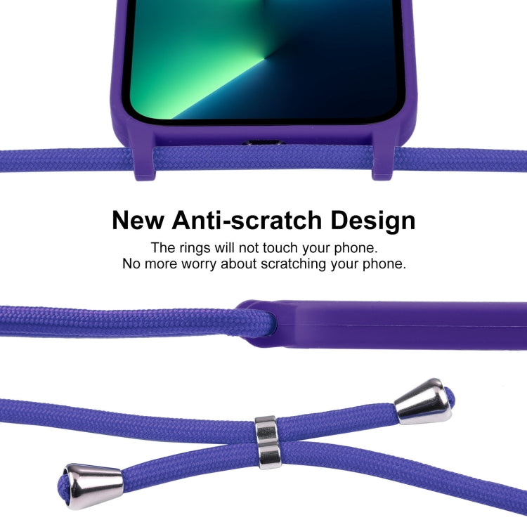 For iPhone 13 Pro Max Crossbody Lanyard Liquid Silicone Case
