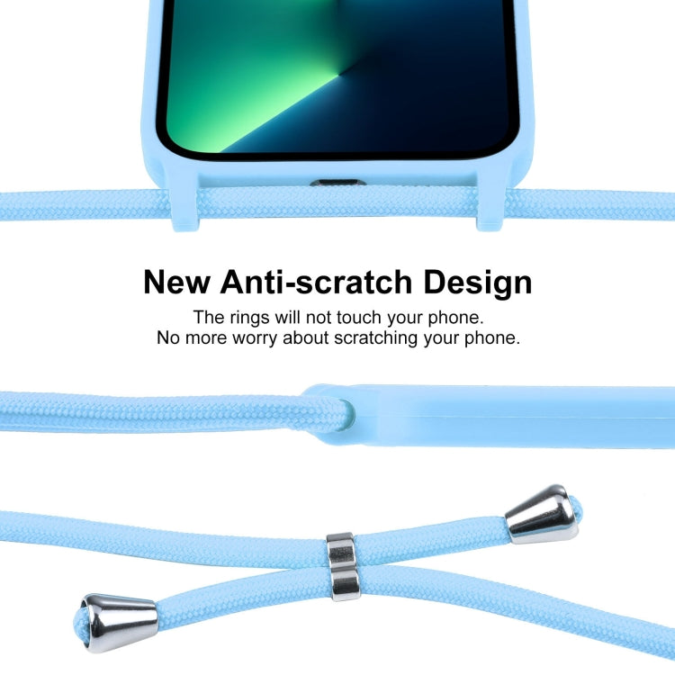For iPhone 13 Pro Max Crossbody Lanyard Liquid Silicone Case