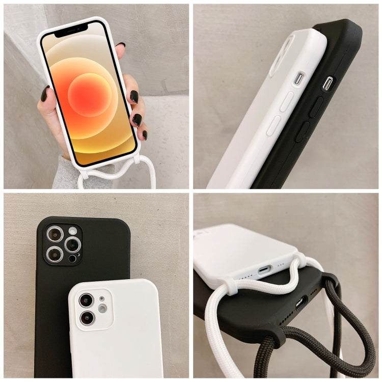 For iPhone 12 Crossbody Lanyard Liquid Silicone Case