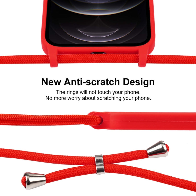 For iPhone 12 Pro Crossbody Lanyard Liquid Silicone Case