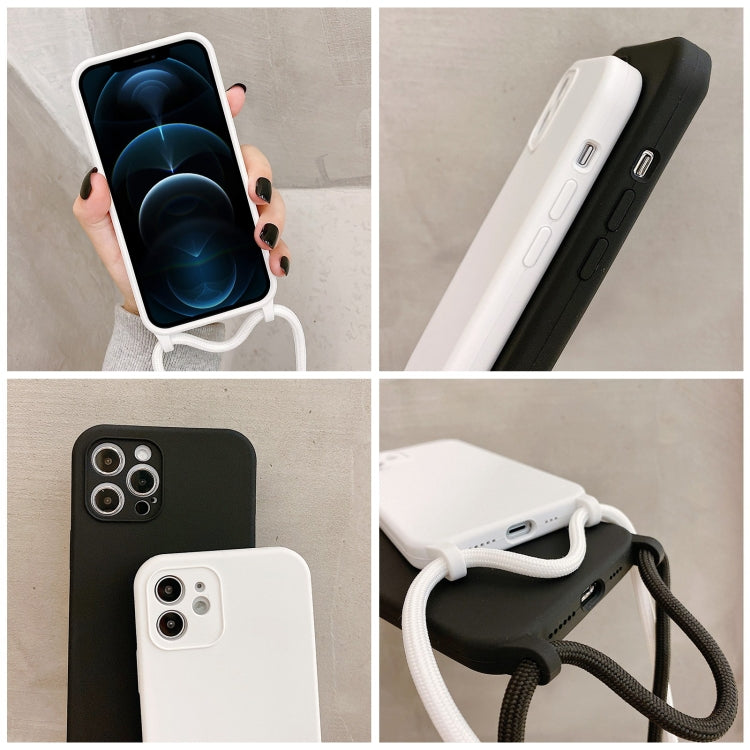 For iPhone 12 Pro Max Crossbody Lanyard Liquid Silicone Case