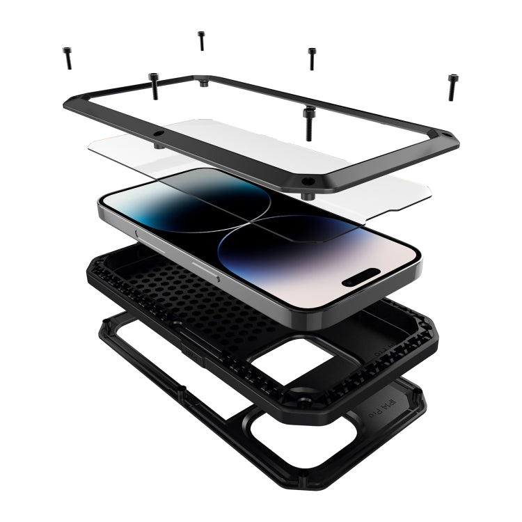 For iPhone 14 Pro Max Shockproof Waterproof Silicone + Zinc Alloy Case
