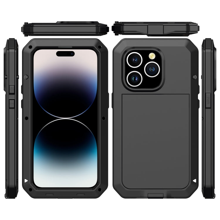 For iPhone 14 Pro Max Shockproof Waterproof Silicone + Zinc Alloy Case