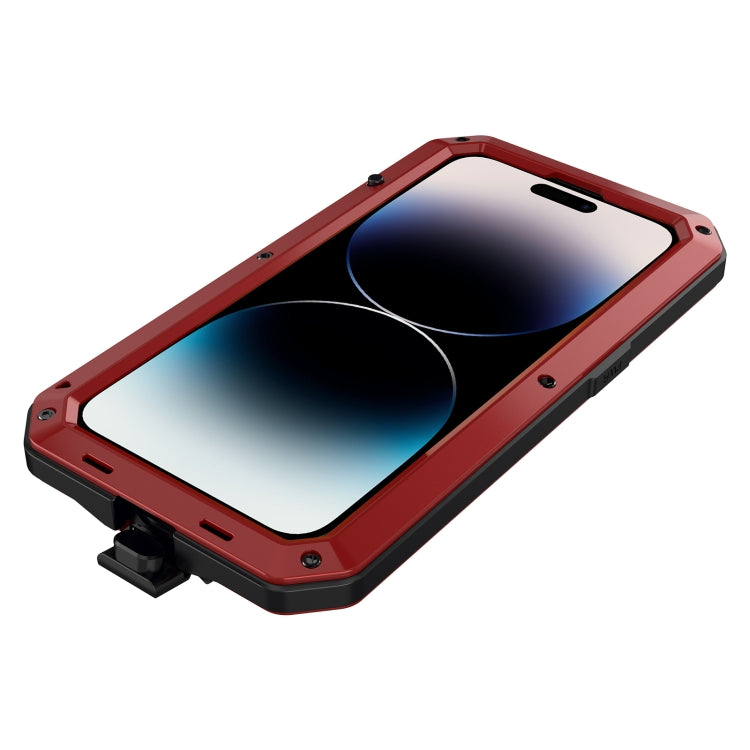 For iPhone 14 Pro Max Shockproof Waterproof Silicone + Zinc Alloy Case