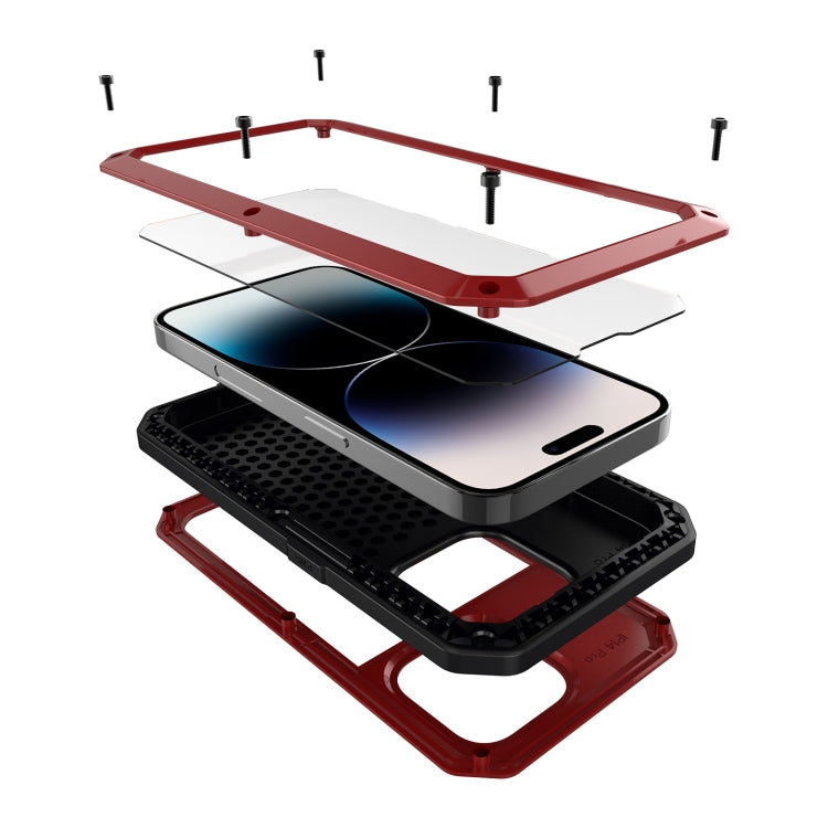 For iPhone 14 Pro Max Shockproof Waterproof Silicone + Zinc Alloy Case