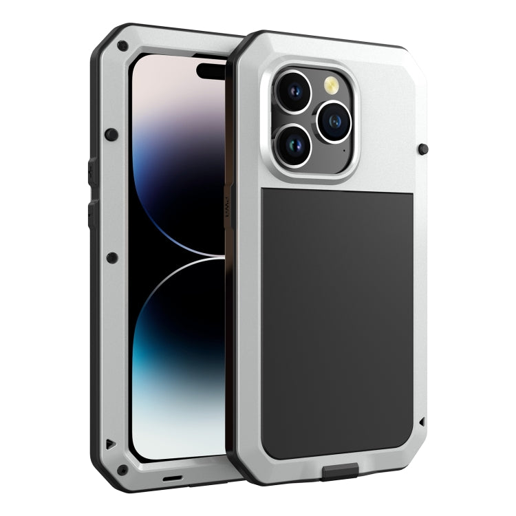 For iPhone 14 Pro Max Shockproof Waterproof Silicone + Zinc Alloy Case