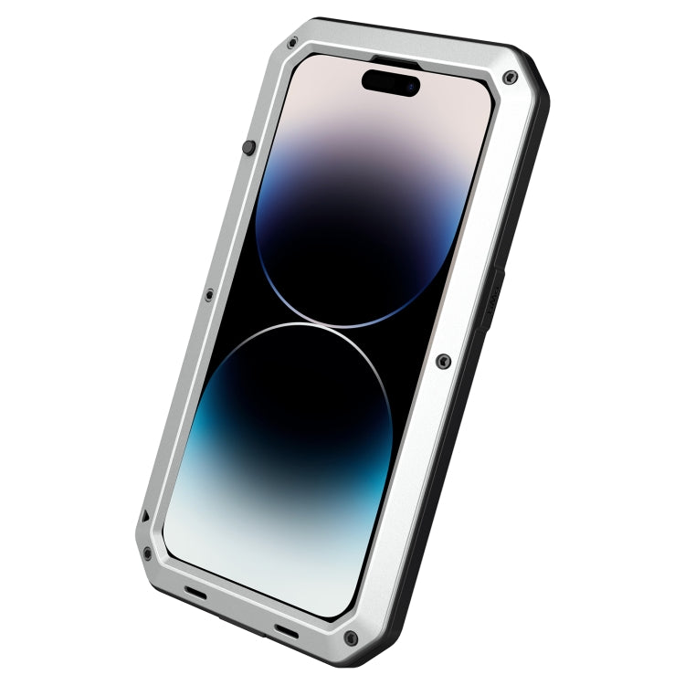 For iPhone 14 Pro Max Shockproof Waterproof Silicone + Zinc Alloy Case
