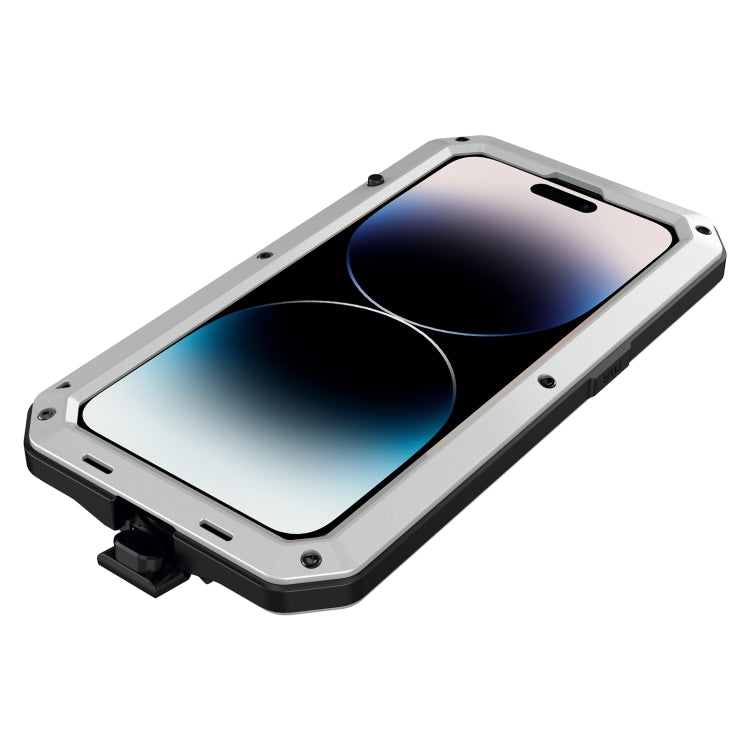 For iPhone 14 Pro Max Shockproof Waterproof Silicone + Zinc Alloy Case