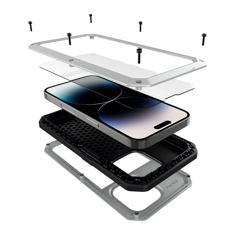 For iPhone 14 Pro Max Shockproof Waterproof Silicone + Zinc Alloy Case