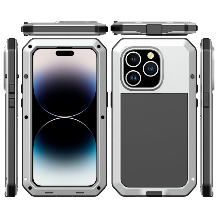 For iPhone 14 Pro Max Shockproof Waterproof Silicone + Zinc Alloy Case