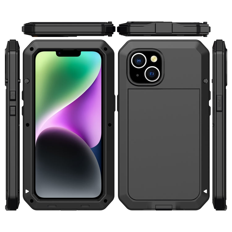 For iPhone 14 Shockproof Waterproof Silicone + Zinc Alloy Case