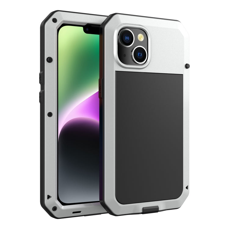 For iPhone 14 Shockproof Waterproof Silicone + Zinc Alloy Case