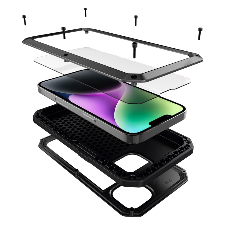 For iPhone 14 Shockproof Waterproof Silicone + Zinc Alloy Case