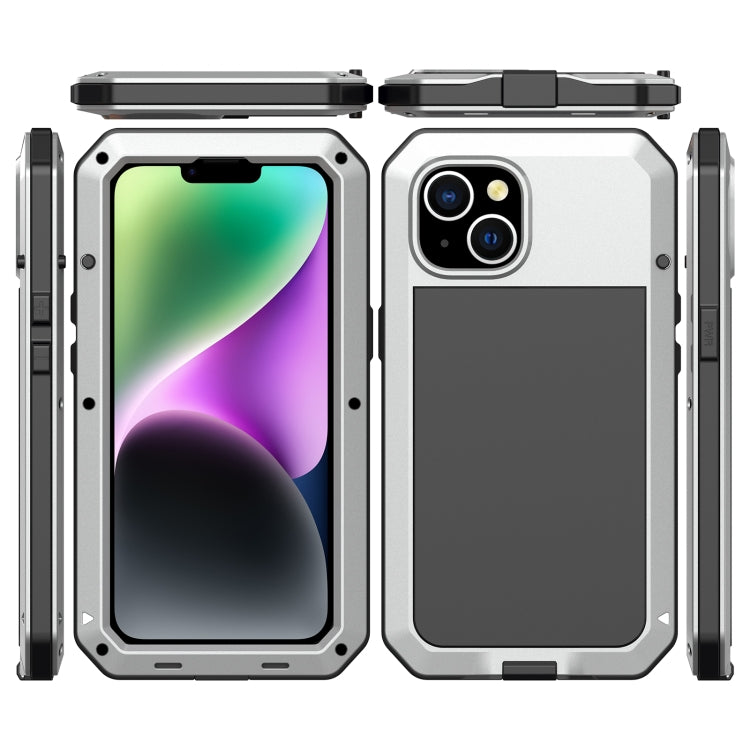For iPhone 14 Shockproof Waterproof Silicone + Zinc Alloy Case