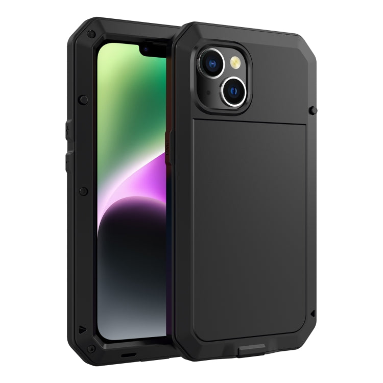 For iPhone 14 Plus Shockproof Waterproof Silicone + Zinc Alloy Case