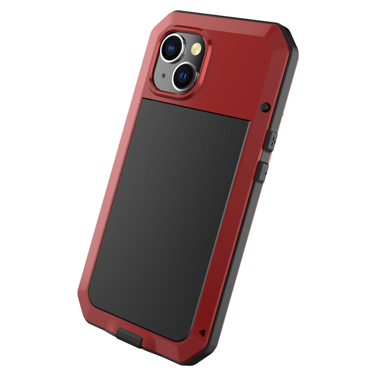 For iPhone 14 Plus Shockproof Waterproof Silicone + Zinc Alloy Case