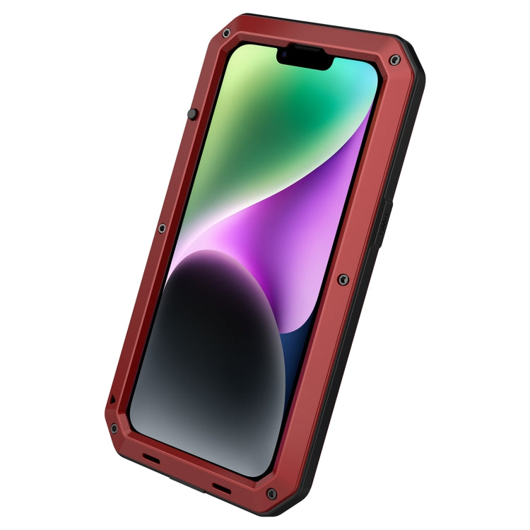 For iPhone 14 Plus Shockproof Waterproof Silicone + Zinc Alloy Case