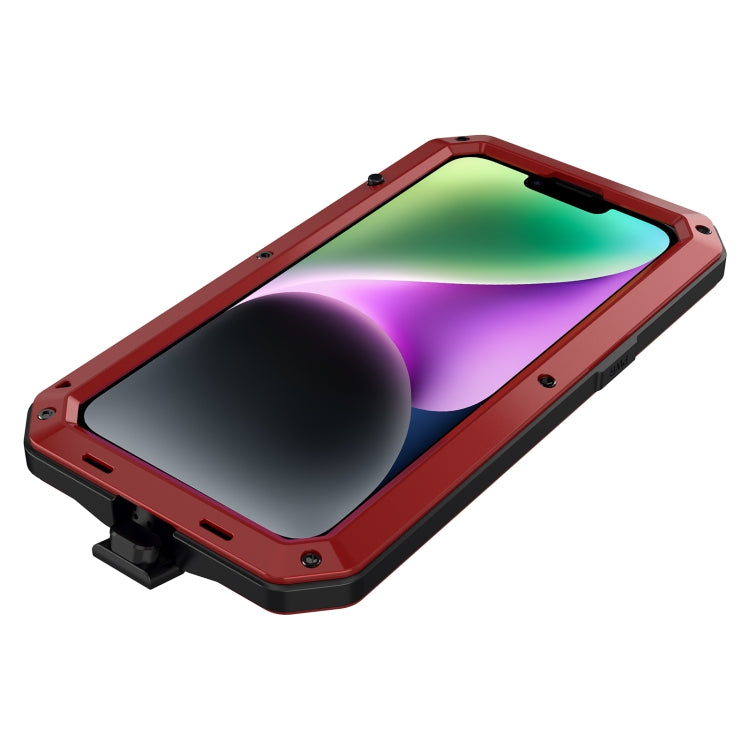 For iPhone 14 Plus Shockproof Waterproof Silicone + Zinc Alloy Case