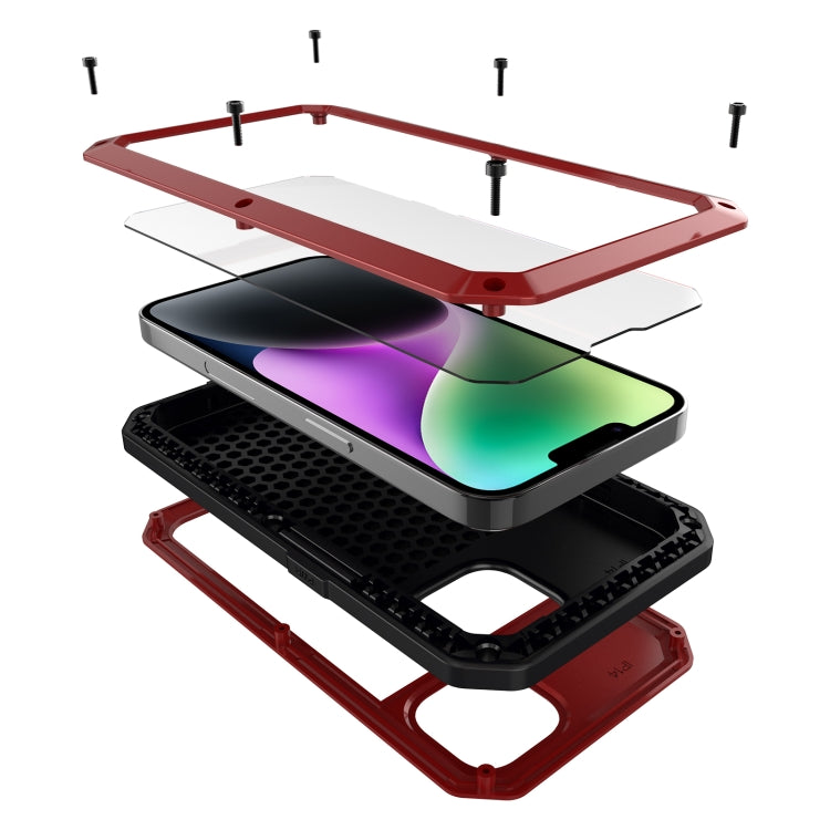 For iPhone 14 Plus Shockproof Waterproof Silicone + Zinc Alloy Case