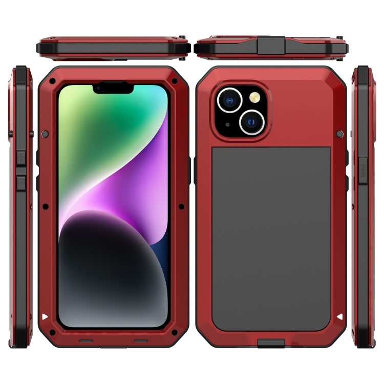 For iPhone 14 Plus Shockproof Waterproof Silicone + Zinc Alloy Case