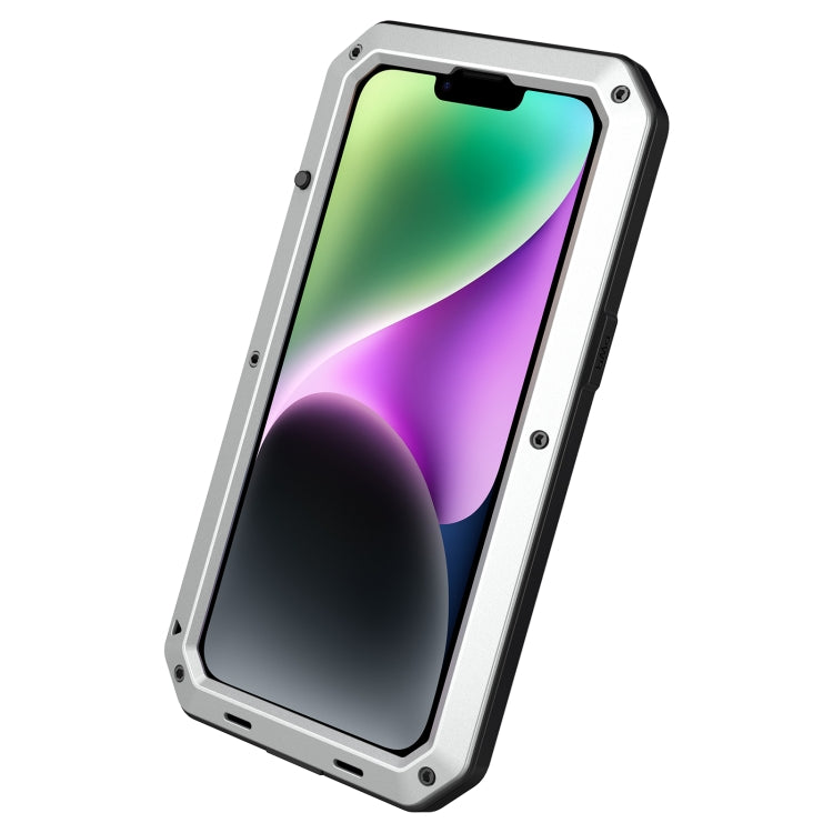 For iPhone 14 Plus Shockproof Waterproof Silicone + Zinc Alloy Case
