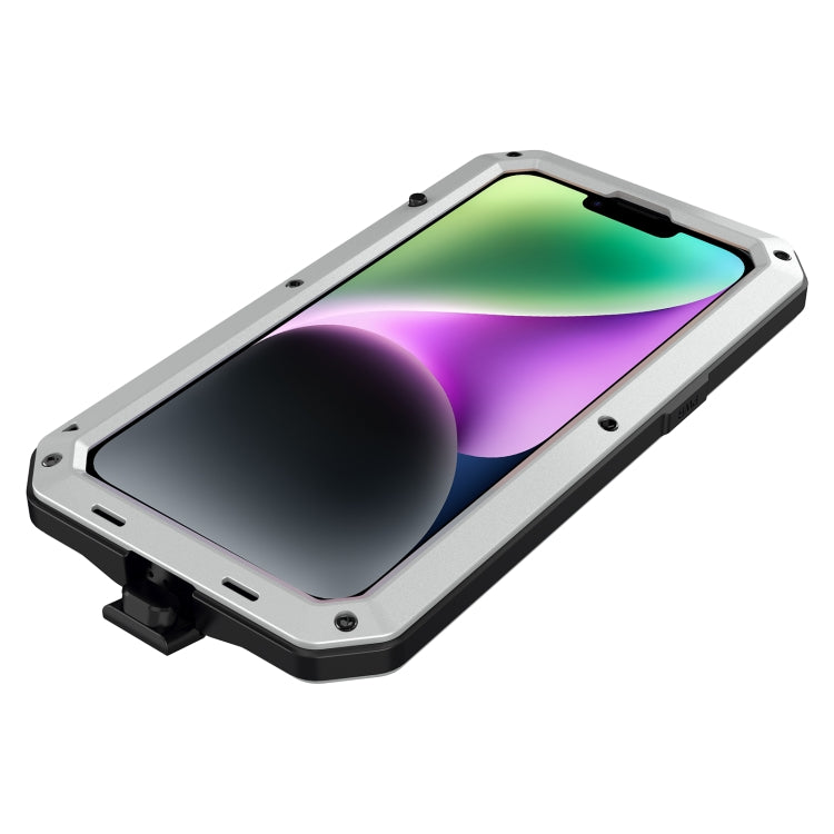 For iPhone 14 Plus Shockproof Waterproof Silicone + Zinc Alloy Case