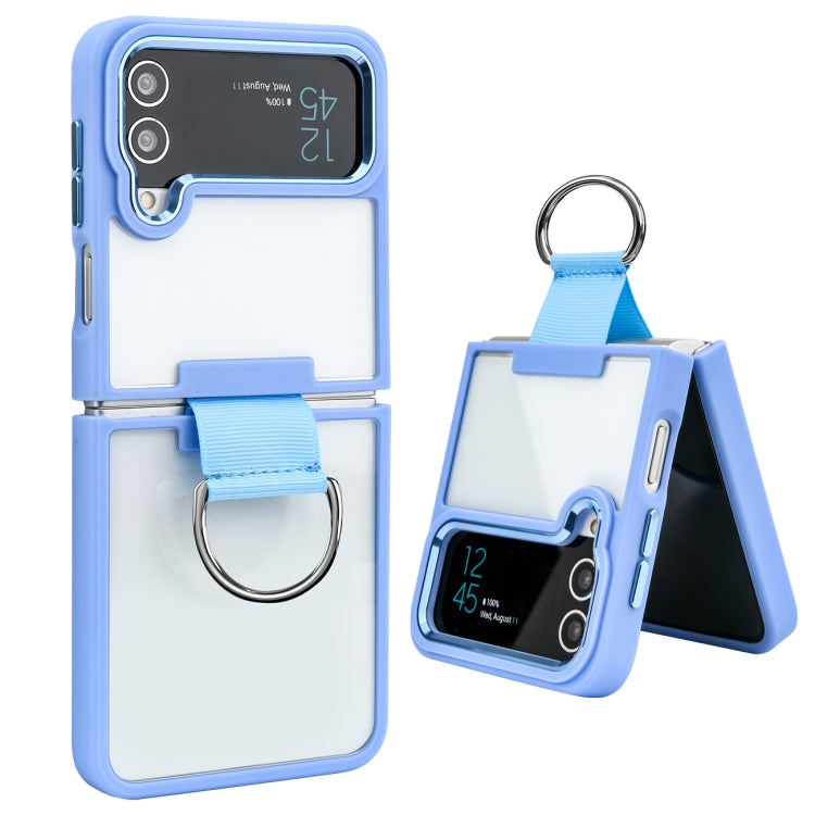For Samsung Galaxy Z Flip4 Shield Transparent TPU + PC Phone Case with Ring