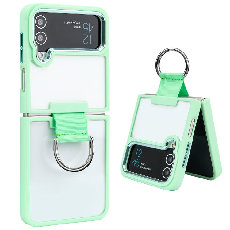 For Samsung Galaxy Z Flip4 Shield Transparent TPU + PC Phone Case with Ring
