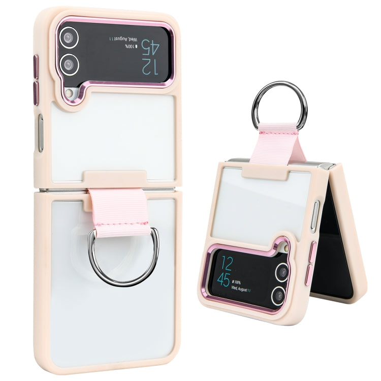 For Samsung Galaxy Z Flip4 Shield Transparent TPU + PC Phone Case with Ring