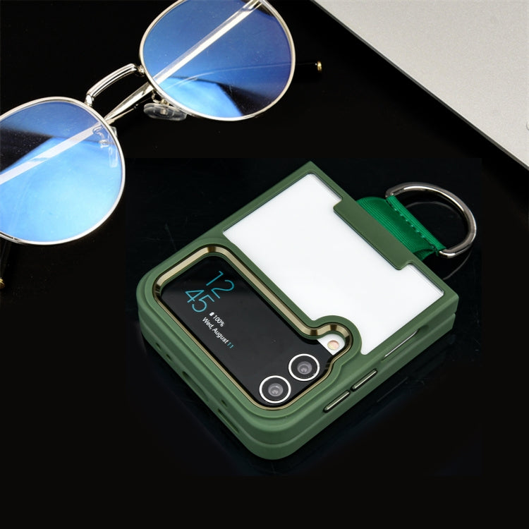 For Samsung Galaxy Z Flip4 Shield Transparent TPU + PC Phone Case with Ring