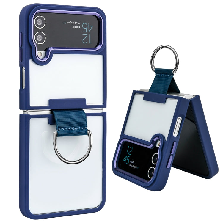 For Samsung Galaxy Z Flip4 Shield Transparent TPU + PC Phone Case with Ring