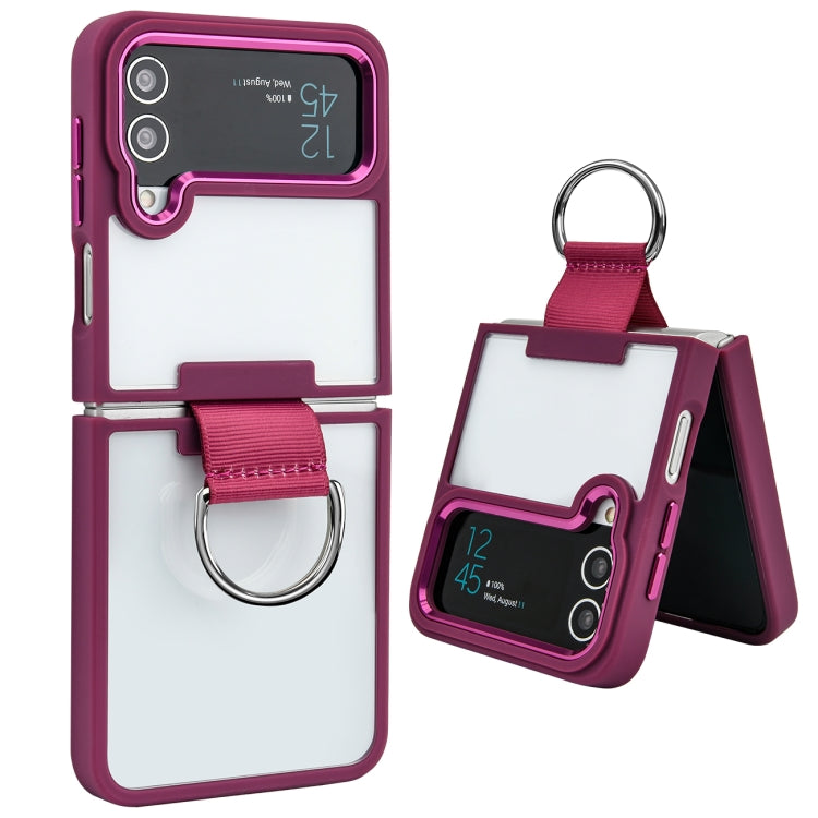 For Samsung Galaxy Z Flip4 Shield Transparent TPU + PC Phone Case with Ring