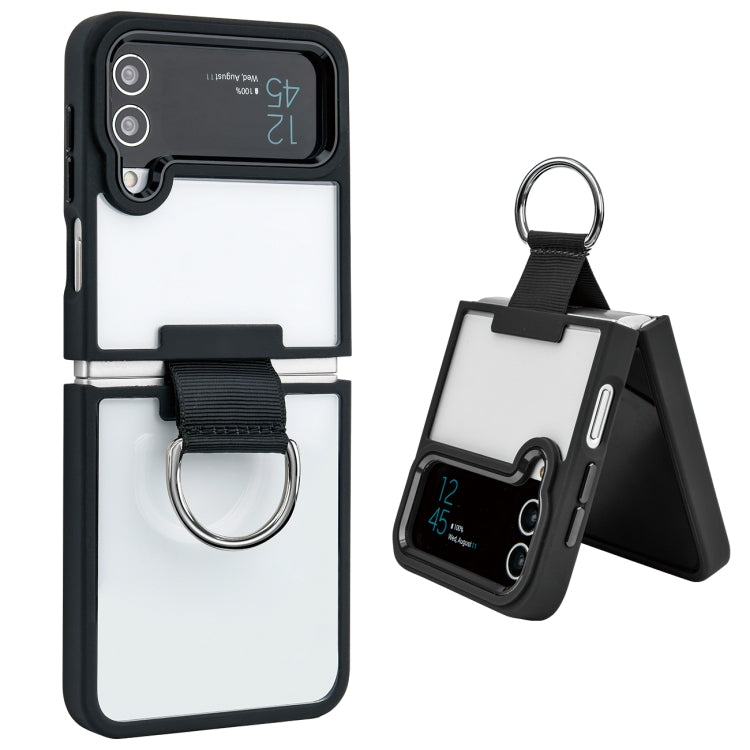 For Samsung Galaxy Z Flip4 Shield Transparent TPU + PC Phone Case with Ring