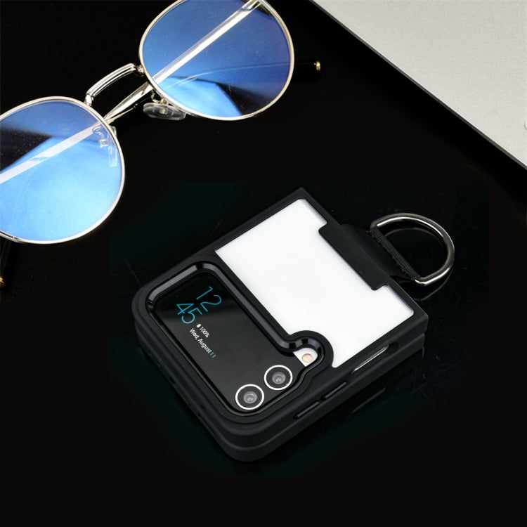 For Samsung Galaxy Z Flip4 Shield Transparent TPU + PC Phone Case with Ring