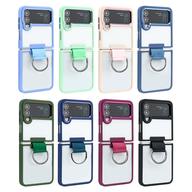 For Samsung Galaxy Z Flip4 Shield Transparent TPU + PC Phone Case with Ring