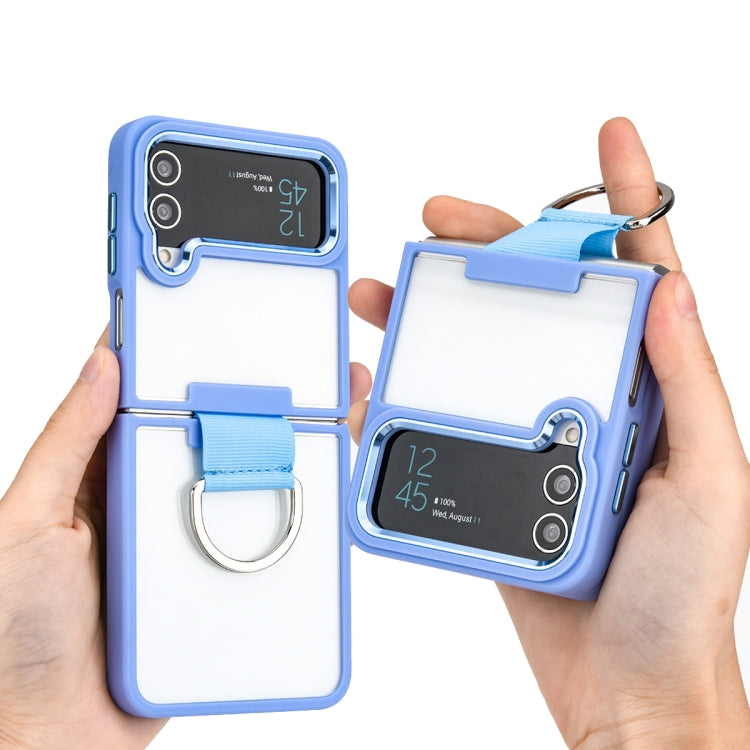 For Samsung Galaxy Z Flip4 Shield Transparent TPU + PC Phone Case with Ring